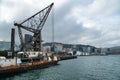 Large port with moored ships and industrial machinery in Wellington, New Zealand