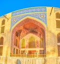 The large portal of Chehel Sotoun Palace in Isfahan, Iran