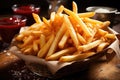 Large portion of french fries on plate Royalty Free Stock Photo