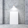 Large Poster or Canvas Mockup in empty interior with concrete wall and floor, white modern lamp above the picture