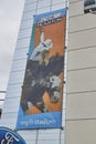 Houston, USA-3rd March 2015: A large Poster depicting a Cowboy at the Houston Rodeo and Livestock show. Royalty Free Stock Photo