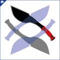 Large, powerful knife with a wide blade. Machete, kukri, cleaver. Dangerous combat edged weapons. Blade Weapons. Swords