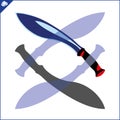 Large, powerful knife with a wide blade. Machete, kukri, cleaver. Dangerous combat edged weapons. Blade Weapons. Swords