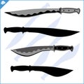 Large, powerful knife with a wide blade. Machete, kukri, cleaver. Dangerous combat edged weapons. Blade Weapons. Swords