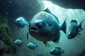 Large predatory piranhas floating on river rocky bottom Royalty Free Stock Photo
