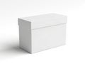 A large, pristine white rectangular box with a lid, standing alone against a bright background Royalty Free Stock Photo