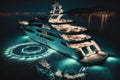 A large private luxurious modern private super yacht a swimming pool and a jacuzzi, Generative AI