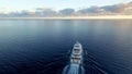 Large private super motor yacht underway in the ocean