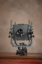 Large Professional View Camera On Brown With Copy Space Royalty Free Stock Photo