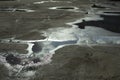 Large puddle on asphalt. Puddle after rain. Precipitation in city Royalty Free Stock Photo