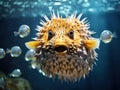 Ai Generated illustration Wildlife Concept of Large Puffer Fish Royalty Free Stock Photo