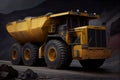 Large quarry dump truck in coal mine. Mining equipment for the transportation of minerals. Royalty Free Stock Photo