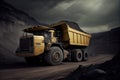 Large quarry dump truck in coal mine. Mining equipment for the transportation of minerals. Royalty Free Stock Photo