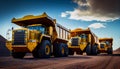 Large quarry dump trucks in coal mine. Mining equipment for the transportation of minerals. Royalty Free Stock Photo