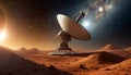 Large Radio Telescope on the Planet Mars Pointing at Starry Sky - Generative Ai