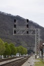 Large Railroad Cantilever Dual Signal Bridge Structure Over Two Tracks