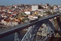 a large railway bridge against the background of the old Europea