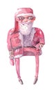 Large raster illustration with hand drawn lovely hipster Santa C