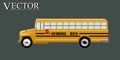 A large, realistic school bus.Icon of a classic school bus, side view.Vector