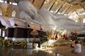 Large reclining Buddha marble statue for people and travelers travel visit and respect praying at Wat pa phu kon temple on Royalty Free Stock Photo