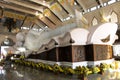 Large reclining Buddha marble statue for people and travelers travel visit and respect praying at Wat pa phu kon temple on Royalty Free Stock Photo