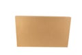 A large, rectangular cardboard box stands upright on a white surface. Royalty Free Stock Photo