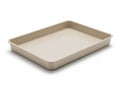 A large, rectangular, light brown, empty baking tray on a white background Royalty Free Stock Photo