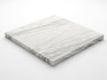 A large rectangular piece of white marble with intricate veining on a plain background Royalty Free Stock Photo