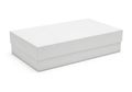 A large, rectangular, white box with a lid sitting on a white background Royalty Free Stock Photo