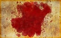 Large, Red Blood Stain on Old, Aged Paper Royalty Free Stock Photo