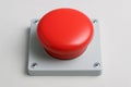 Large red button on gray base for emergency or alert system concept of safety, control, warning Royalty Free Stock Photo
