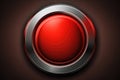 Large Red Button On Metallic Background. Generative AI