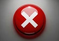 A large red button with a white x on it Royalty Free Stock Photo