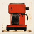 Minimalist Monotype Print Of Retro Coffee Machine