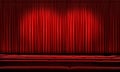 Large Red Curtain With Spotlights