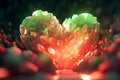 Large red and green heart made of diamond petals Royalty Free Stock Photo