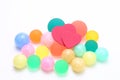 2 Large red heart on colourful rubber balls Royalty Free Stock Photo