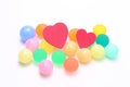 2 Large red heart on colourful rubber balls Royalty Free Stock Photo