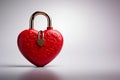 Large Red Heart Lock on a white background with space for text