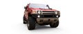 Large red off-road pickup truck for countryside or expeditions on white isolated background. 3d illustration.