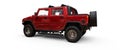 Large red off-road pickup truck for countryside or expeditions on white isolated background. 3d illustration.