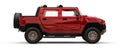 Large red off-road pickup truck for countryside or expeditions on white isolated background. 3d illustration.