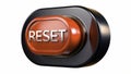 Large red reset button with metallic details is prominently displayed, inviting action and attention in a technological context Royalty Free Stock Photo