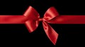 A large red ribbon bow on the left of a long straight piece of ribbon and a vertical piece to be used as a border for a birthday Royalty Free Stock Photo