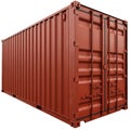 Large red shipping container detailed front view isolated object Royalty Free Stock Photo