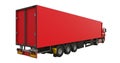 Large red truck with a semitrailer. Template for placing graphics. 3d rendering. Royalty Free Stock Photo