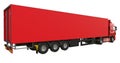 Large red truck with a semitrailer. Template for placing graphics. 3d rendering. Royalty Free Stock Photo