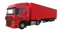 Large red truck with a semitrailer. Template for placing graphics. 3d rendering. Royalty Free Stock Photo