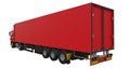 Large red truck with a semitrailer. Template for placing graphics. 3d rendering. Royalty Free Stock Photo