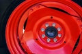 Large red wheel rim -2 Royalty Free Stock Photo